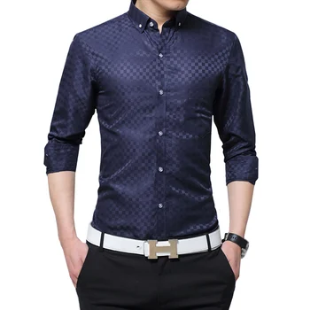 

New Men Shirt Male Dress Shirts Fashion Casual Wedding Party Dress Long Sleeve Business Formal Slim Fit Large Size M-4XL Tops