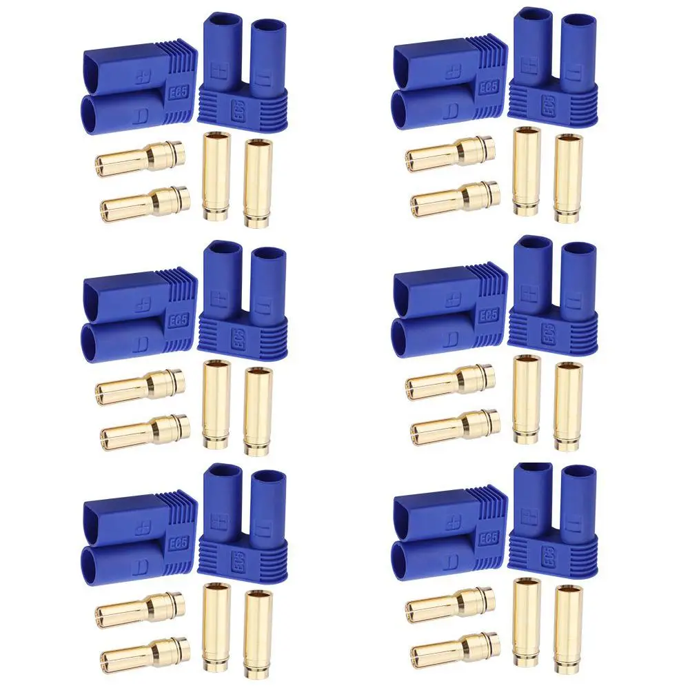 

6 Pairs EC5 Banana Plug Bullet Connector Female+Male for RC ESC LIPO Battery