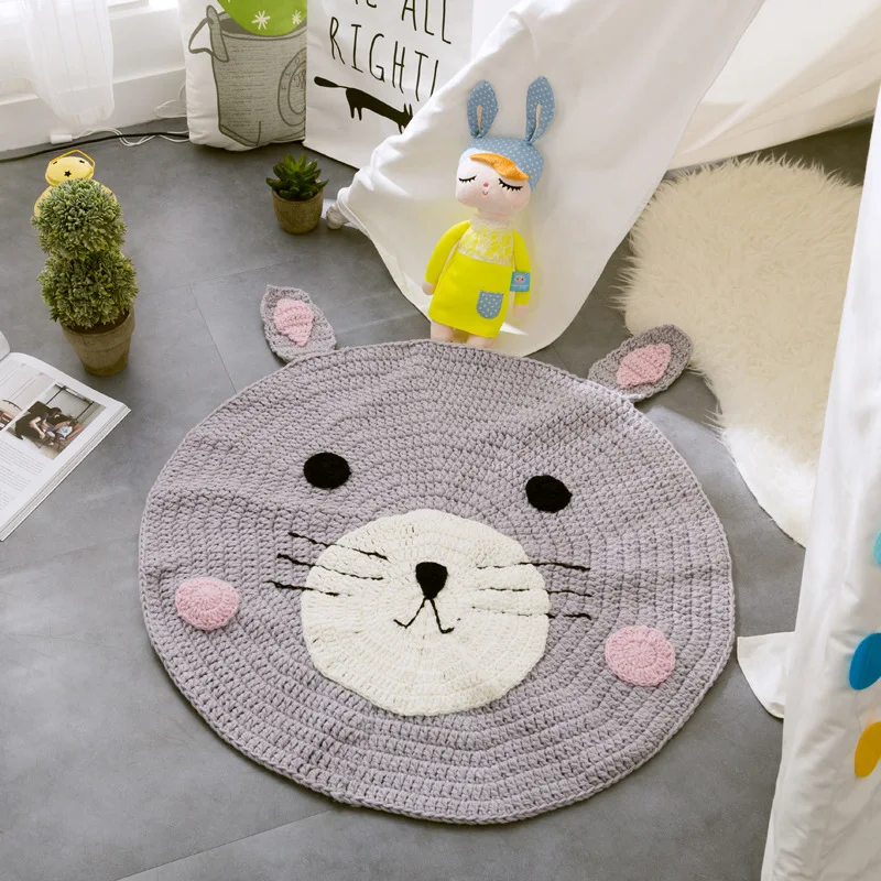 teppich kinder rund, schöne cartoon tiere gestrickte teppich 80 cm rund nordic stil, Design ideen