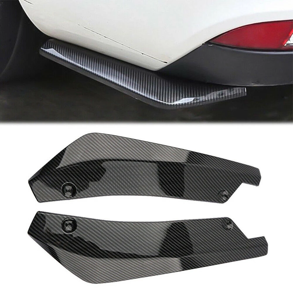 2pcs Universal Carbon Fiber Rear Bumper Lip Diffuser Splitter Canard Protector