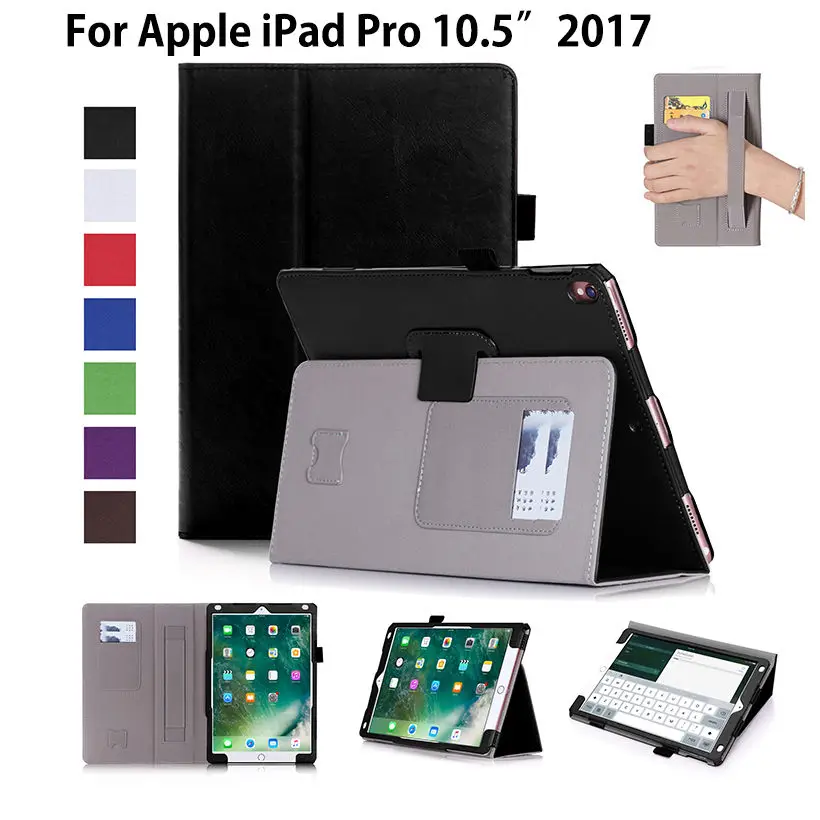 

Case For Apple new iPad Pro 10.5'' 2017 A1701 Smart Cover Funda Tablet Slim Folding PU Leather Elastic Hand Strap Stand Shell