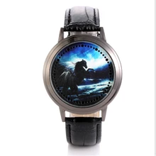 Fashion Quartz Wristwatches Women Men Watches Round LED Touch Screen Watch Leather Casual Clock For Student Couple Watch Gift 30