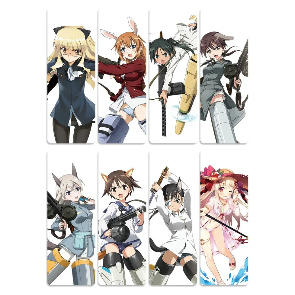 

8pcs STRIKE WITCHES Anime Bookmarks Waterproof Transparent PVC Plastic Bookmark Beautiful Book Marks Gift