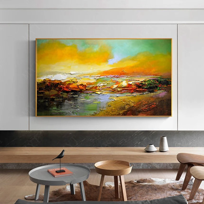 Abstract Landscape Scenery Artwork Hot Sale Wall Art Abstract Colorful Oil Painting for Room ...