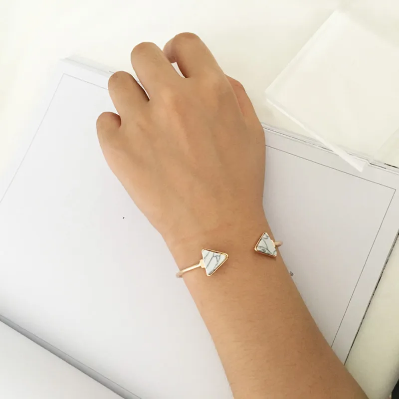 

European And American Style Personality Geometric Marble Texture White, Blue Triangle Bracelet Wholesale