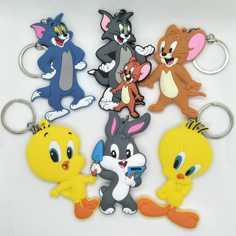 

Anime Tom and Jerry keychain TweetyBird cute funny cartoon men women PVC key chain Pendant jewelry gift fashion personalized