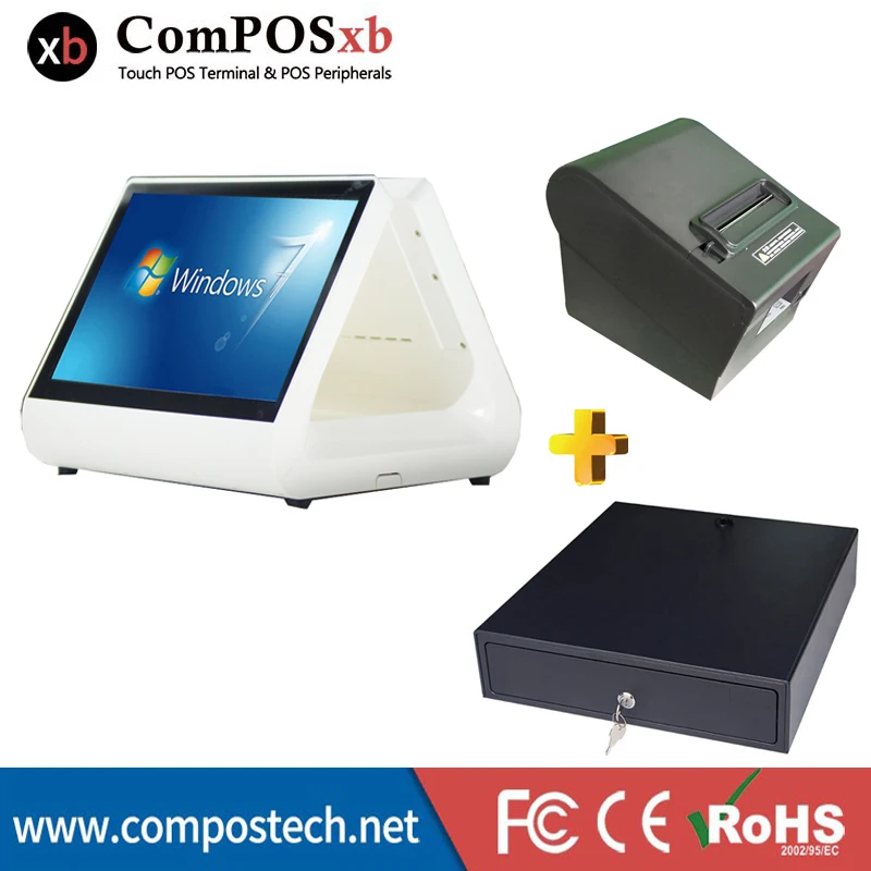 

pos machine 12 inch Lcd monitor dual screen POS cash register touch all in one pc point of sale system