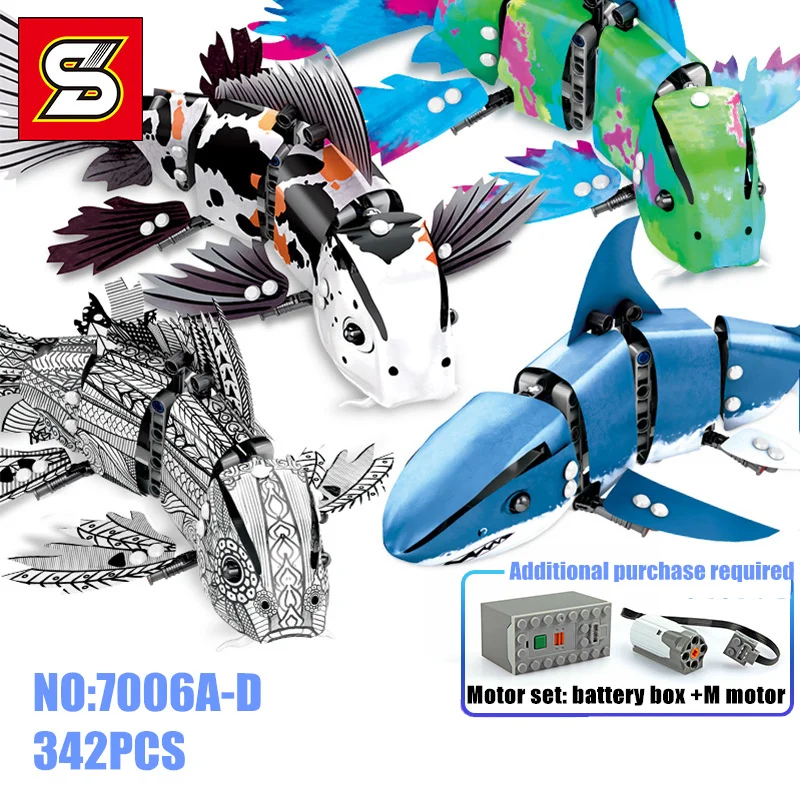 

Forma Fish Set 81000 81001 81002 81003 SEMBO IEgoset Creator Building Blcoks Koi Shark Bricks Toys motor 20089 20090 20091 20092