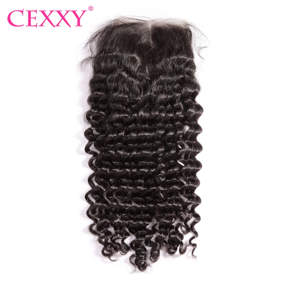 

CEXXY Peruvian Lace Closure Deep Wave Remy Hair 4''x 4'' 100% Human Hair Closure Free Shipping