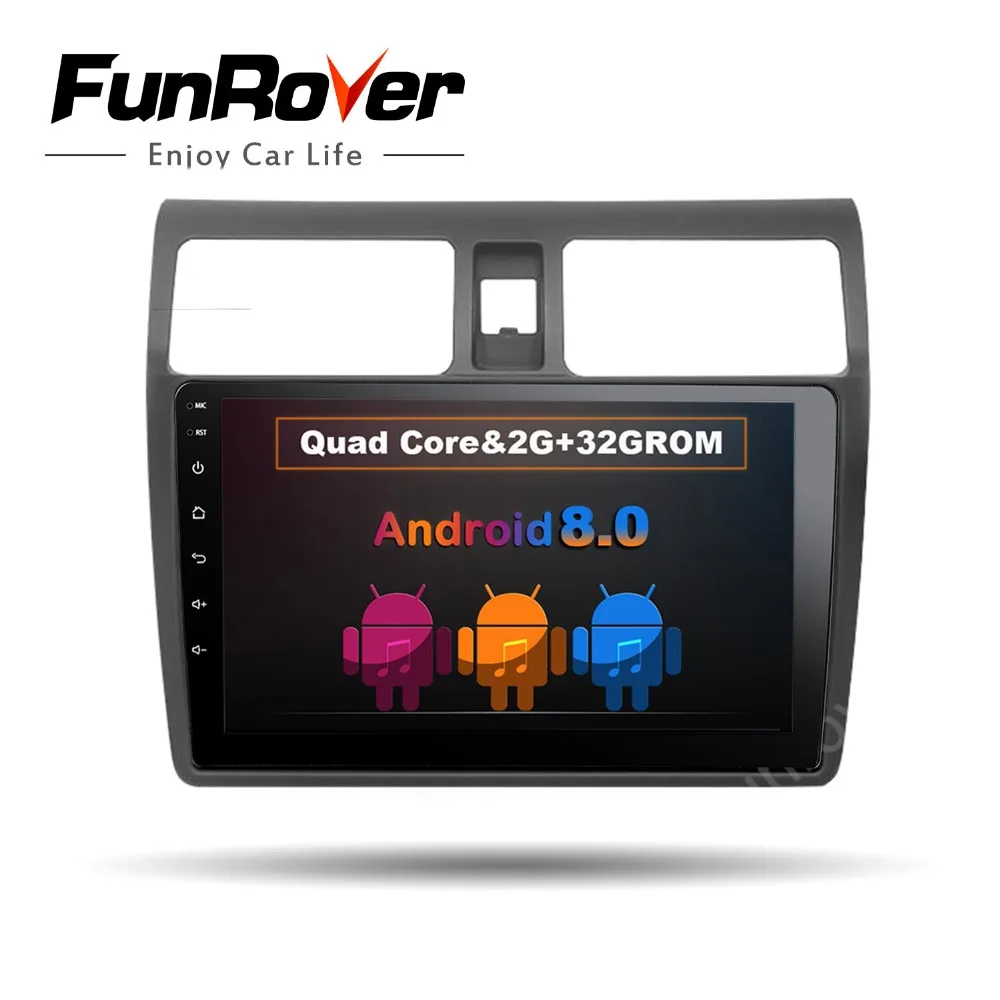 Funrover 10,1 "четырехъядерный 2 din Android 8,0 Автомобильная dvd-навигационная система плеер Deckless стерео автомобиль для SUZUKI SWIFT 2005-2010 wifi USB