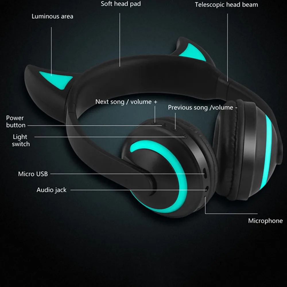 Милая Детская Беспроводная Bluetooth гарнитура с ушками 7 цветов|Наушники и