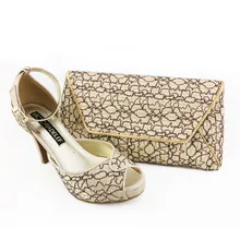 Retro Mode Afrikanische Schuhe 2015 Italienischen Schuh-Und Taschensatz Für Party In Frauen Passende Kitten Heels Spitze Peep Toe