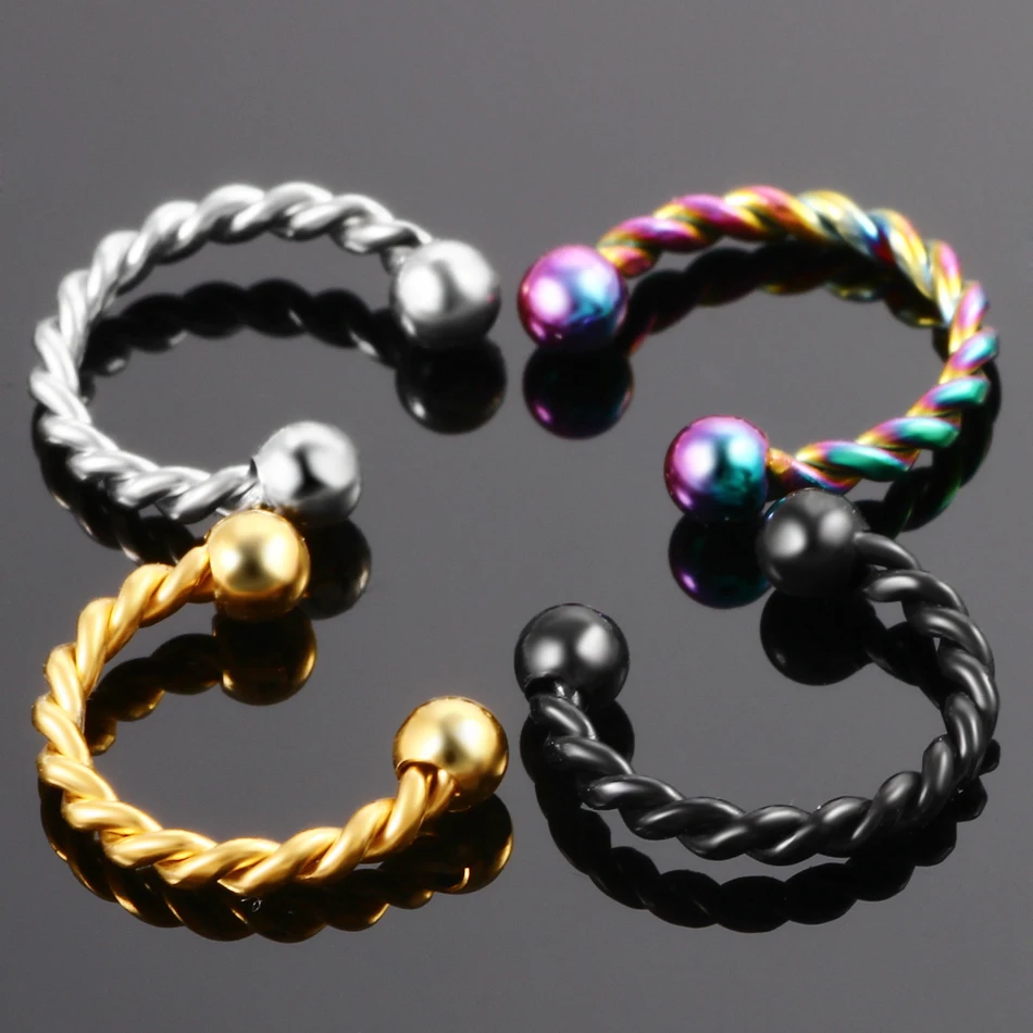 

316l Surgical Steel Assorted Colors C Shape Nose Hoop Rings Ear Cartilage Piercing Horseshoe Ring Body Fashion Jewelry