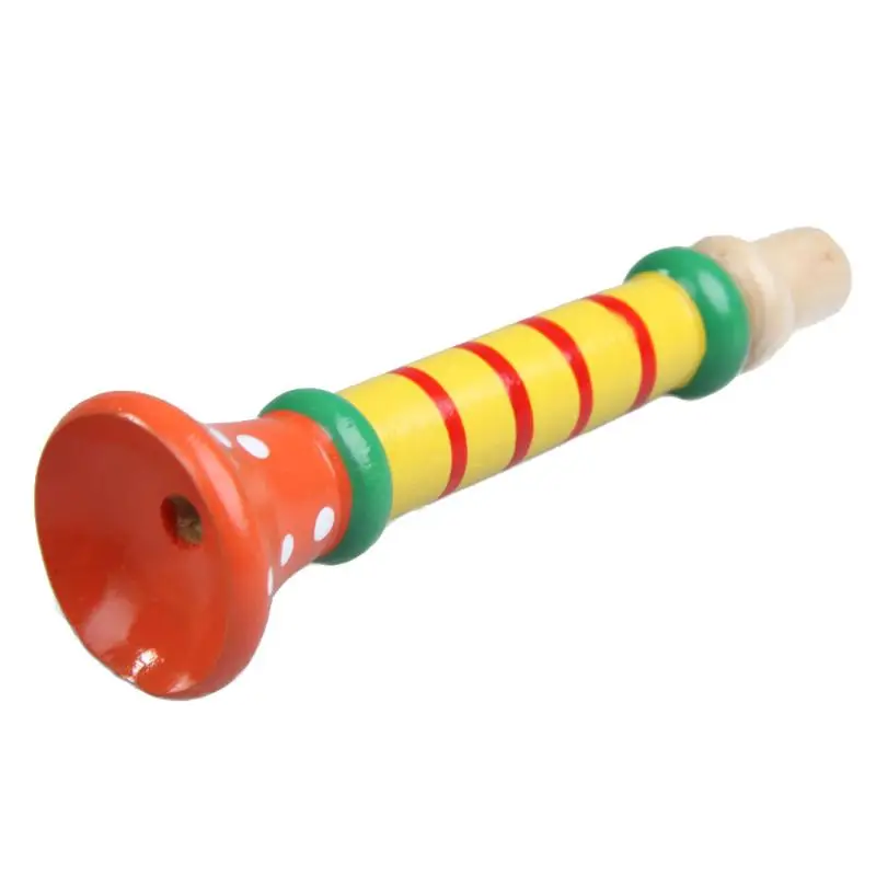 Wooden Trumpet Buglet Hooter Bugle Toys Kids Colorful Trumpet Hooter Toy Children Musical Instrument Educational Toy Trumpet