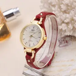 Горячая Марка Кварцевые часы для женщин тонкий кожаный повседневное золотой браслет наручные Женская часы Баян коль Saati relogio reloj mujer