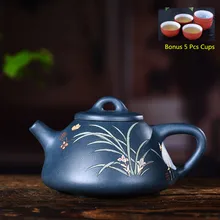 240 мл Исин фиолетовый песок Чай горшок подлинной ручной работы темно-зеленый грязи роспись кунг-фу Zisha Чай горшок Чай комплект