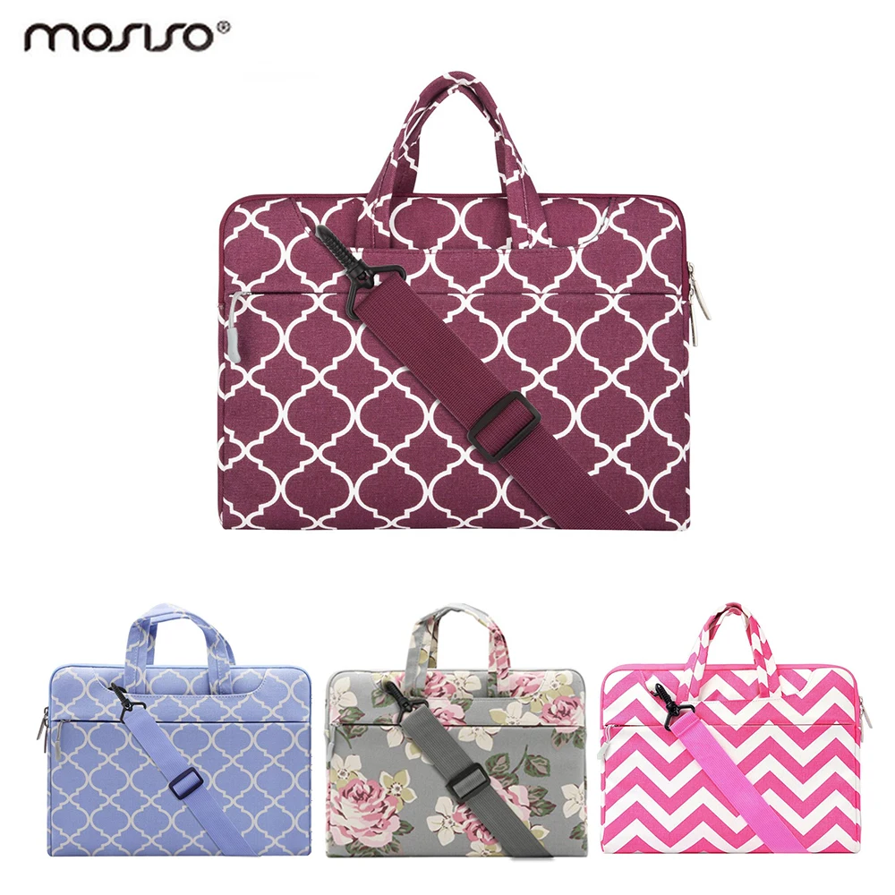 Mosiso Laptop Floral Canvas 11 13.3 14 15.6 inch Shoulder Bag for