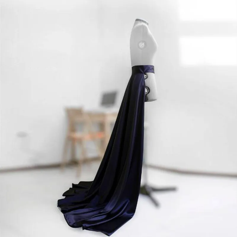 

Navy Blue Faldas Saias 2019 A Line Satin Long Wraps Skirts For Party Occasion With Female Maxi Skirt Custom Made Women Overskirt