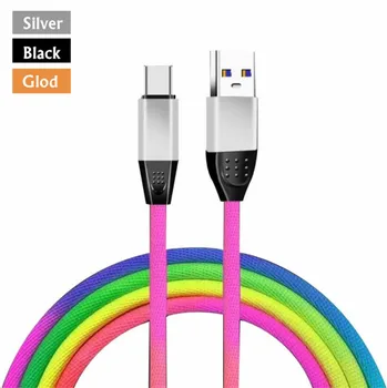 

Type c Micro USb Cable 30cm 1m 3ft Durable 2A Quick Charging Rainbow Alloy Usb Cables For Samsung S8 S9 S10 Note 8 9 Htc Lg andr