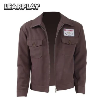 

MR Robot Christian Slater FSOCIETY Jacket Cosplay Costume Men Brown Casual Coat Carnival Party Zipper Outwear with Badge Adults