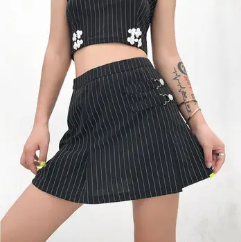 

Summer new striped pleated skirt women