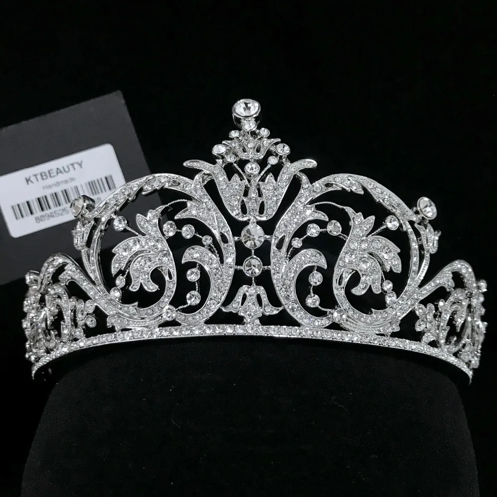 

Silver Vintage Luxury Zircon Gorgeous Crown Tiara Fashion Hairband Princess Crystal Hair Jewelry Romantic Bridal Head Chain Head