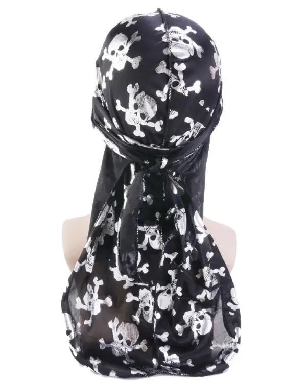 Модные Для мужчин; атласные шарфы Durags бандана крокодиловой кожи/Череп горячего тиснения Durag парики тюрбан шляпа ДУ Durag Байкерская бандана пират
