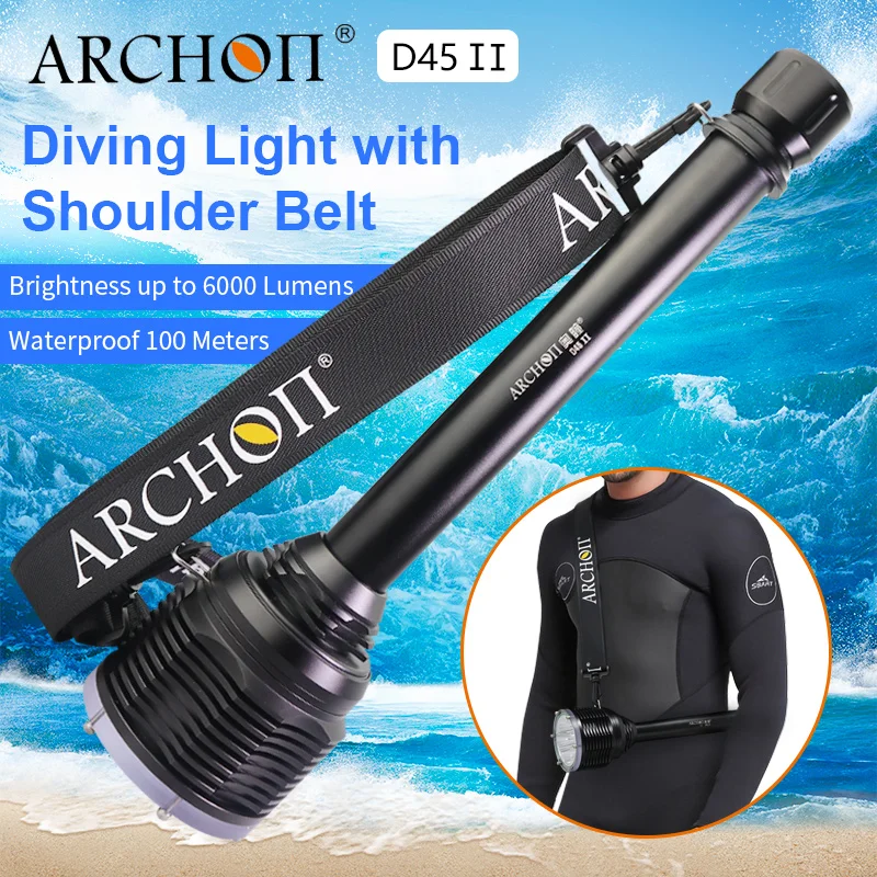ARCHON D45 II фонарик для дайвинга 6000LM 6 * CREE XML2 светодиодные подводные фонари 60 Вт 26650