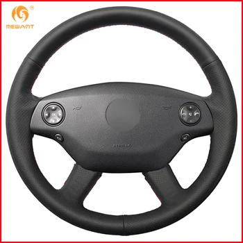 

MEWANT Black Genuine Leather Car Steering Wheel Cover for Mercedes Benz S-Class 2006 2007 2008 Interior Accessories Parts