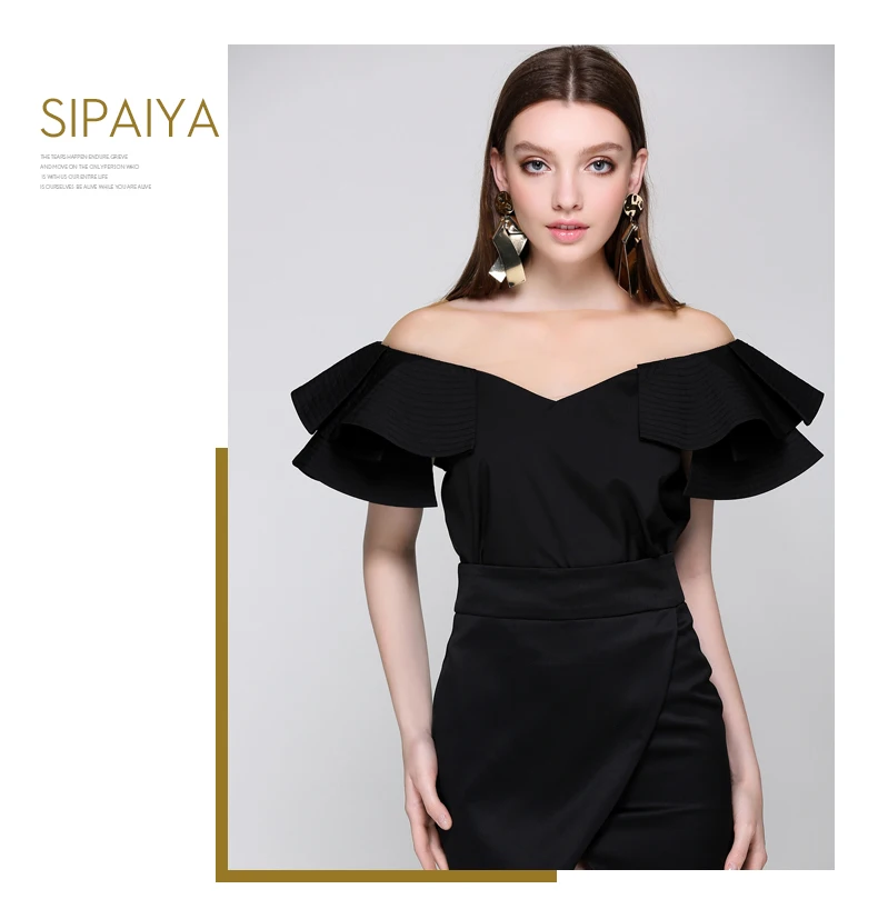 V Neck Mesh Stitching Blouses (20)