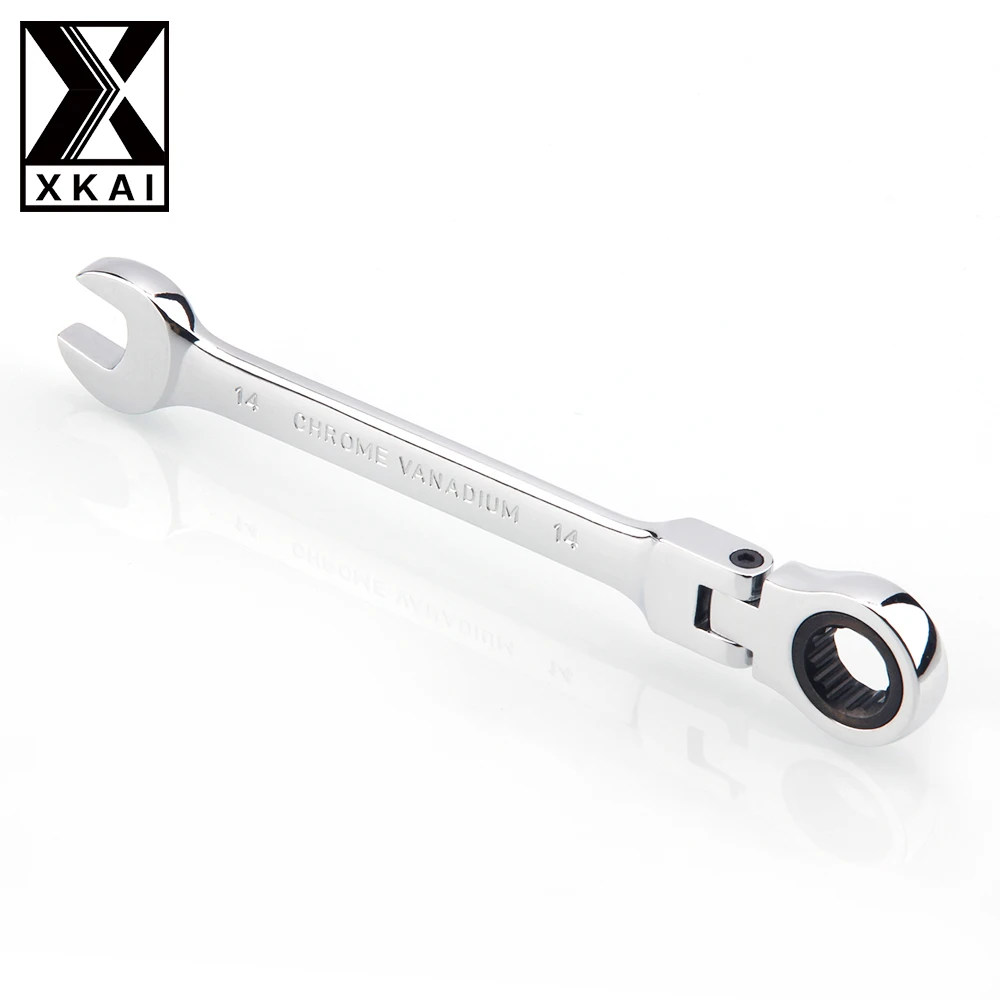 XKAI 14mm Flexible Head Ratchet Spanner Combination wrench a set of