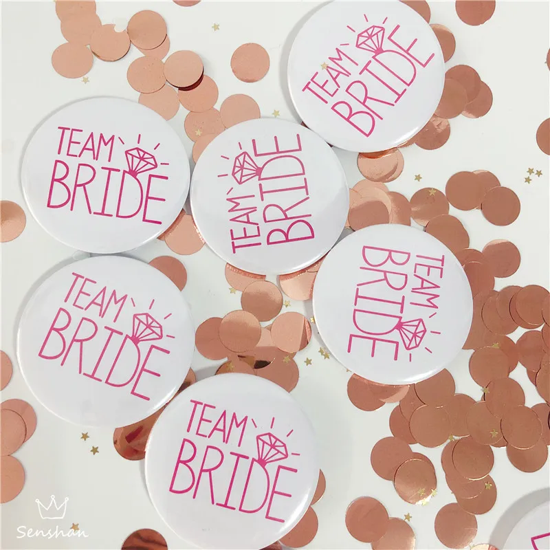 6PcsSet White Pink Gold Diamond Wedding Decoration Bride To Be Team Badge Bachelorette Party Decoration Badge ASD055 (8)