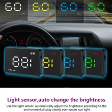 OOTDTY Цифровой walkie talkie автомобильное Скорость ometer Авто HUD Дисплей лобового стекла проекта Скорость ometer сверх-Скорость сигнализации Напряжение сигнализации A1000