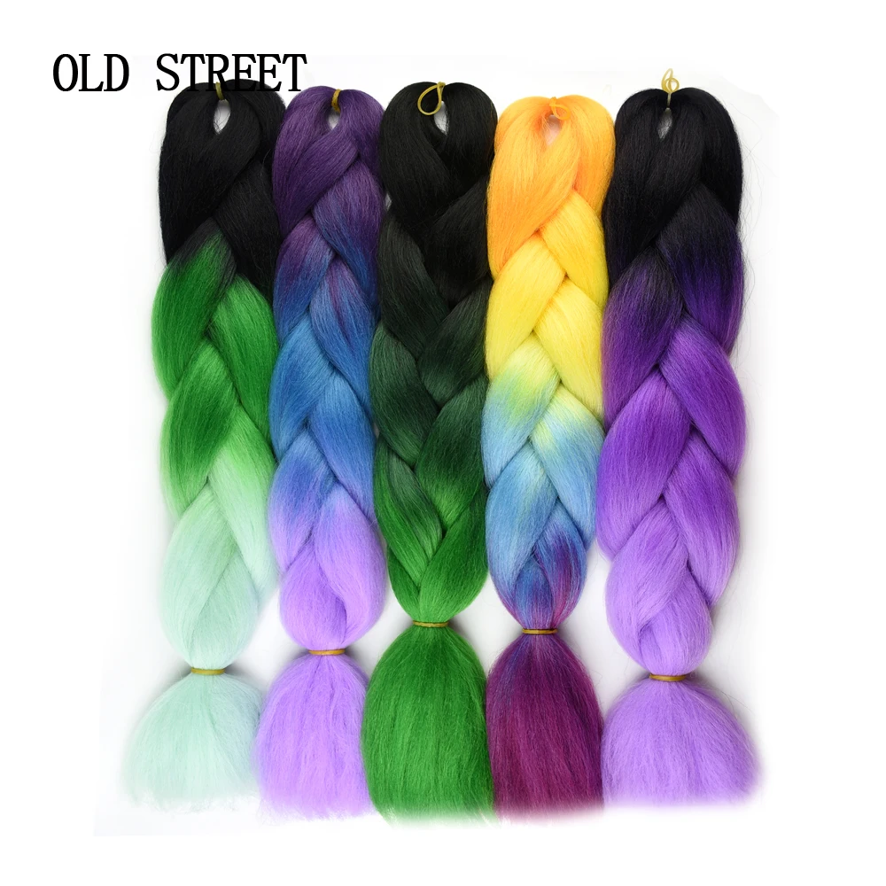 

24inch Jumbo Braids Ombre Braiding Hair Extension White Women Synthetic Styling Tools Crochet Needles for Girls Beauty