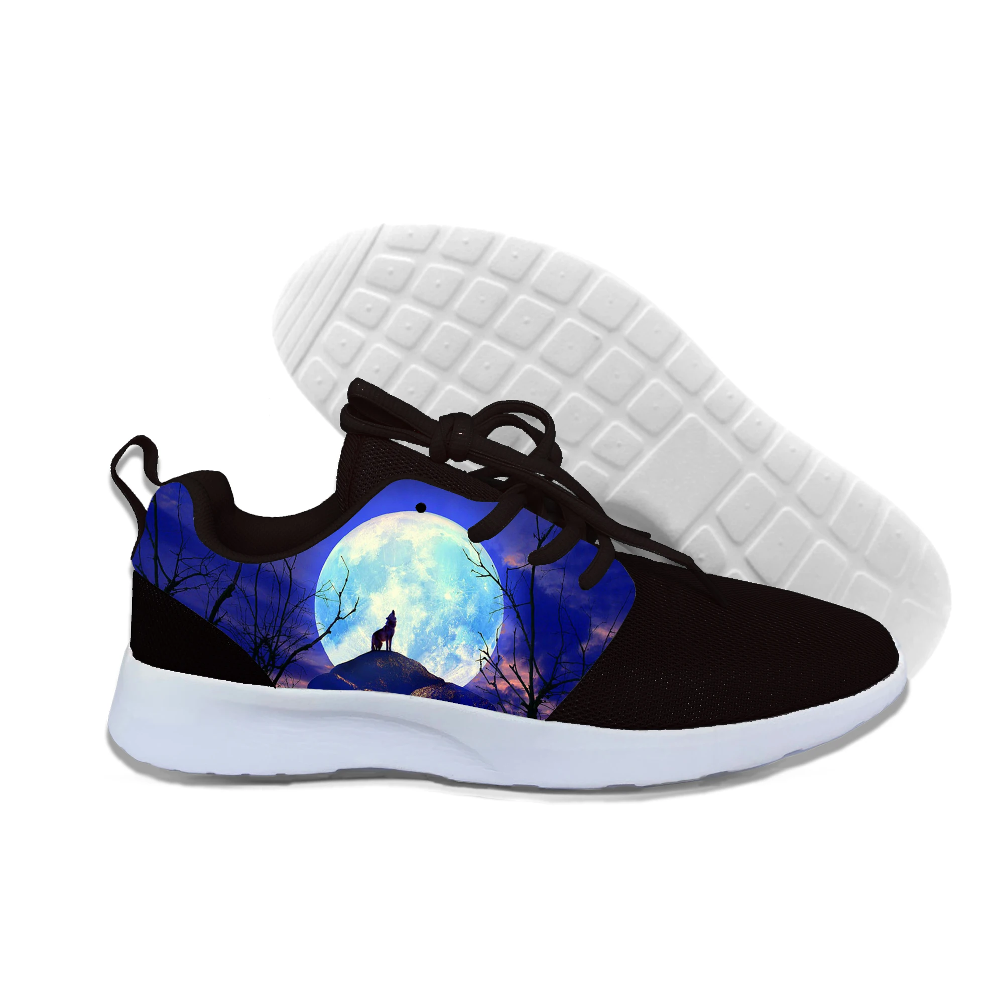 

2019New Fashion Wolf Men/Women 3d Shoes With Print Wolf Howling To The Moon Sneakers Plimsolls