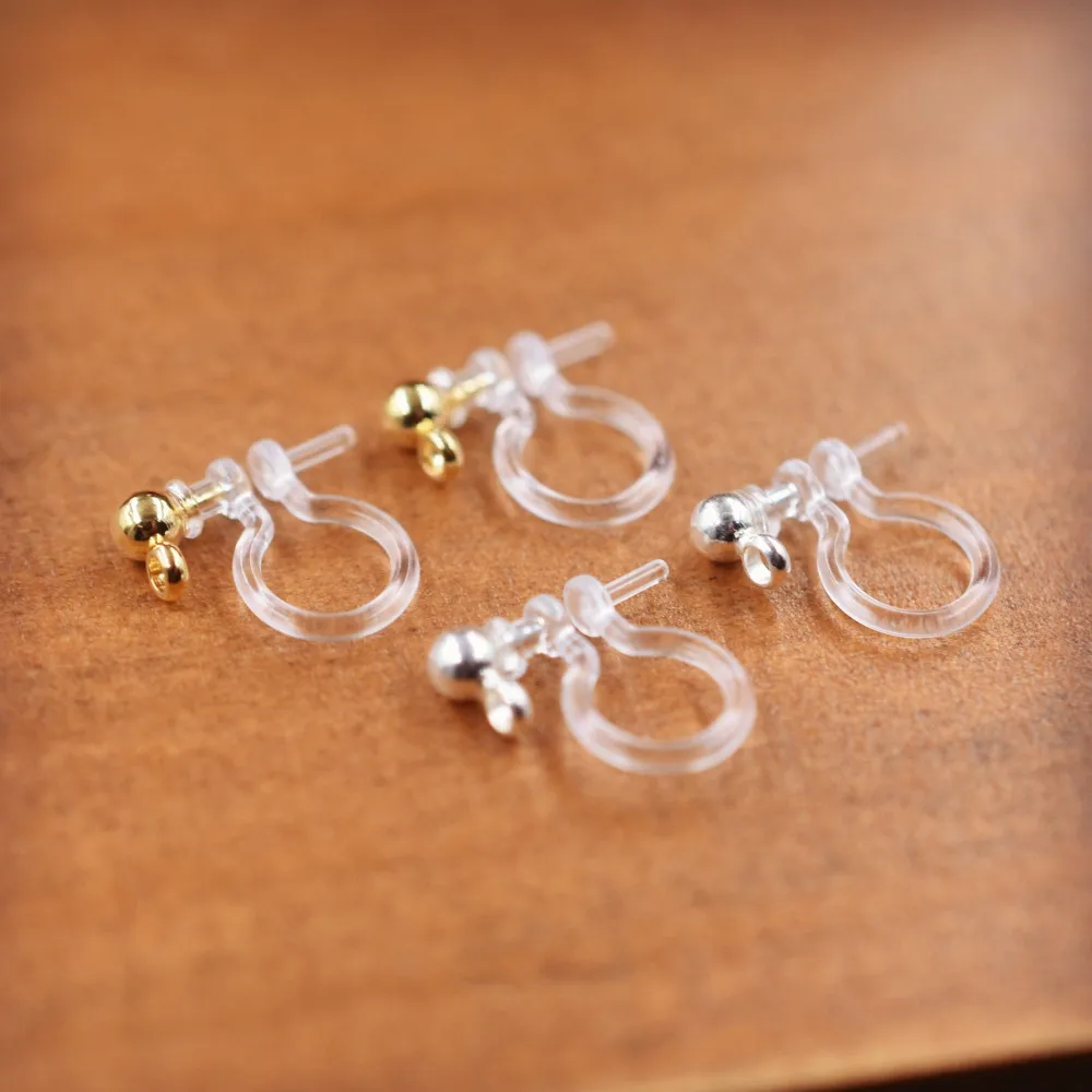 50pieces 25pairs Small invisible resin earring clip , No pierced dangle invisible clip on