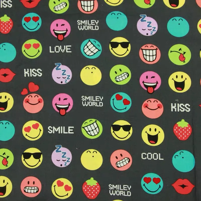 

100x140cm Cotton Patchwork Smile Emoji Expression Fabric Sewing Cloth for Bedding Pillow Kids Children Fabric Handmade DIY