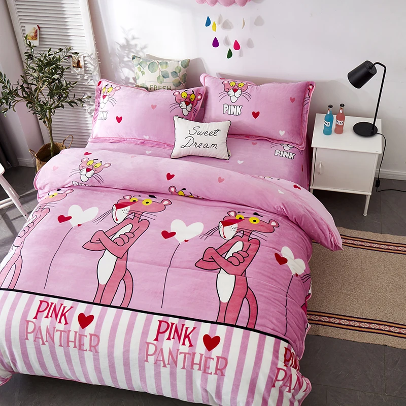 bIgmUm Flannel Fleece Mink Cashmere 4pcs Bedding Sets Winter Thick Duvet Cover Sets Full Queen