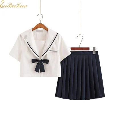 

Girls Japanese School Uniform Anime Cosplay Costume Summer Pleated skirt Sailor suit JK Uniform Collage Cute Students clothes