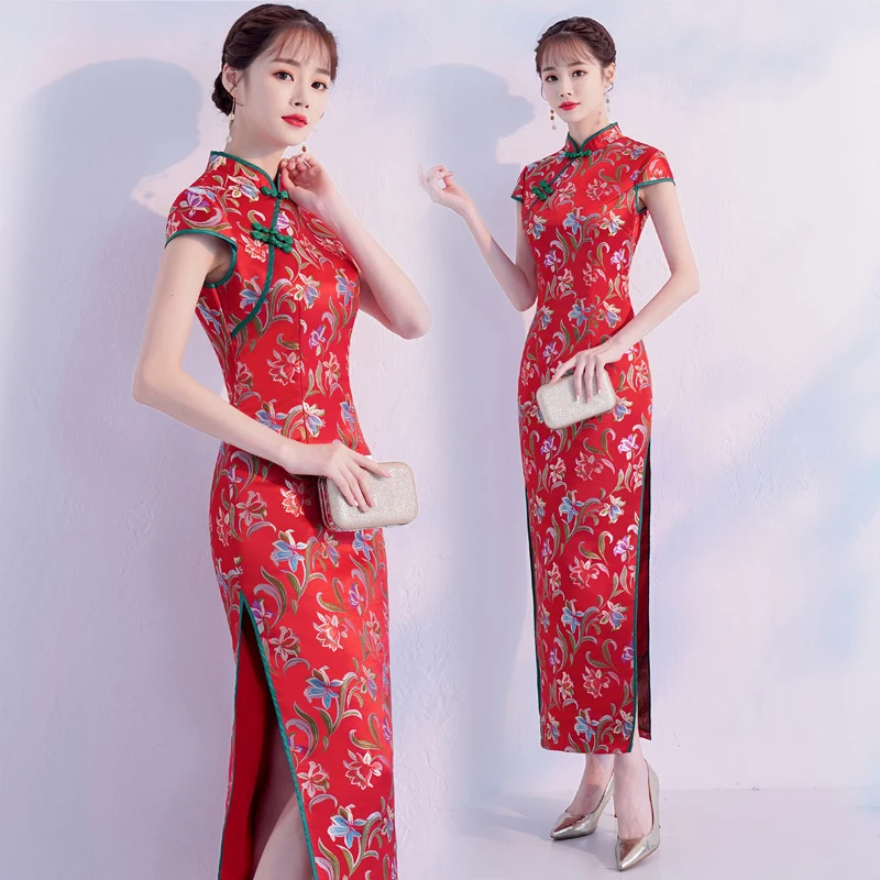 2018 Новое Вечернее платье Ципао в традиционном китайском стиле Восточное женское