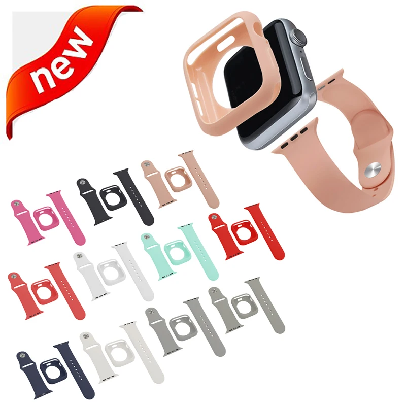 

TPU protectiver case & Watch Strap 2 in 1 suit For Apple Watch band 4 44/40mm Bracelet wristband for iWatch series 3/2/1 42/38mm