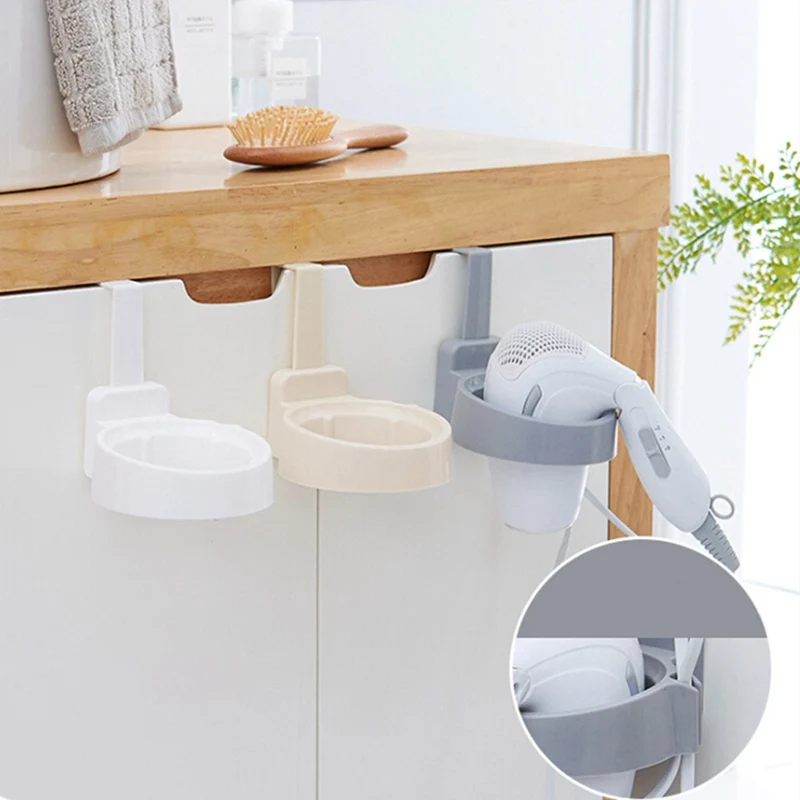 

Door Hook Ring Bathroom Hair Dryer Stand Organizer shelf Storage Hairdryer Rack Holder Plastic For Home Hotel Dormitory