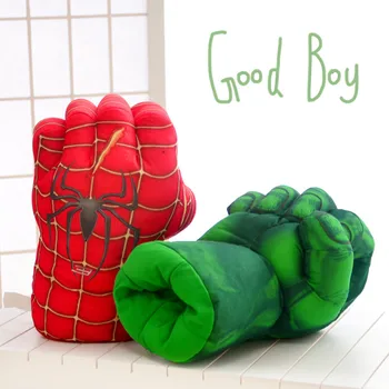 

Four animation gloves plush toys green giant and Hulk and Iron Man boxing glove Children's toys birthday gift