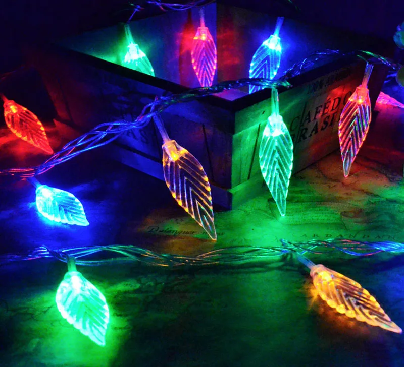 Novelty LED Tree Leaves Battery Operated String Fairy Lights for Christmas party Wedding Home Decor Garland Decorations