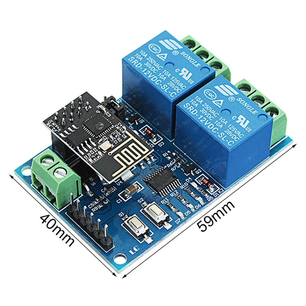 12V ESP8266 Dual WiFi Relay Module Internet Of Things Smart Home Mobile APP Remote Switch 12V ESP8266 Dual WiFi Relay Module Internet Of Things Smart Home Mobile APP Remote Switch