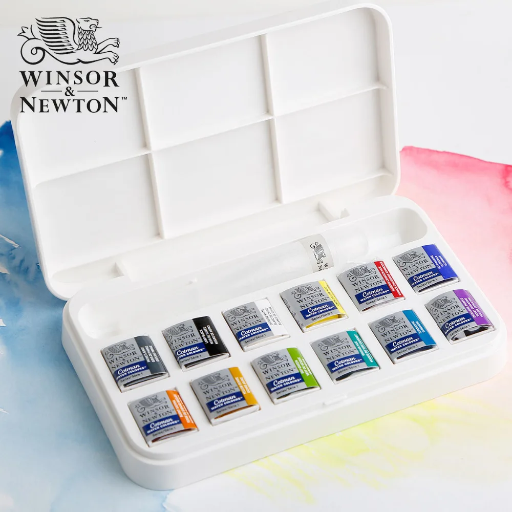 WINSOR & NEWTON 12 видов цветов котман Твердые акварельные краски высокого качества краска для рисования