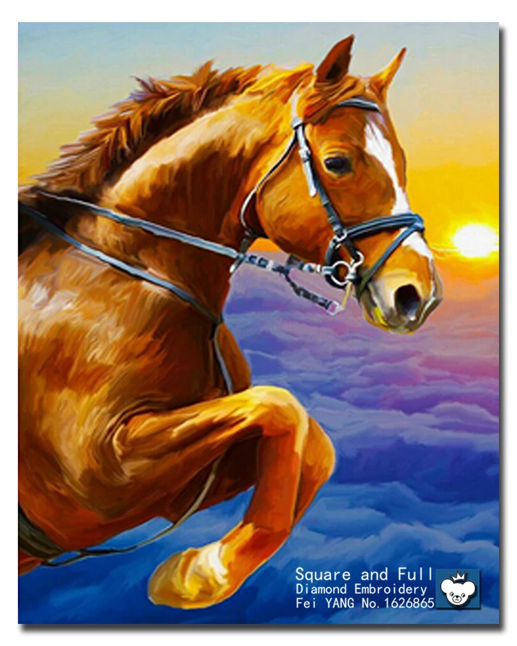 Home decoration diamond animal embroidery galloping horse icon picture
