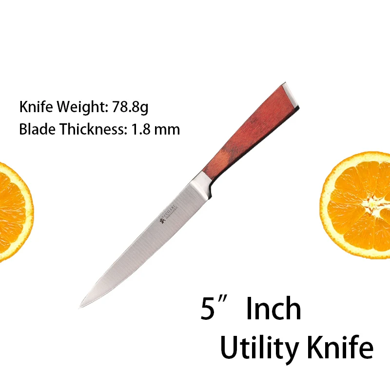 A BRAND Kitchen knife Slicing Meat Cutting High Carbon Stainless Steel Chef Knives Wood Handle Bread Vegetable Sharp Blade Knife - Color: Utility Knife