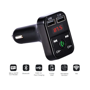 

Onever Car Bluetooth FM Transmitter Wireless Hands Free Kit MP3 Music Player Support TF Card 5V 2.1A USB Charger FM Modulator