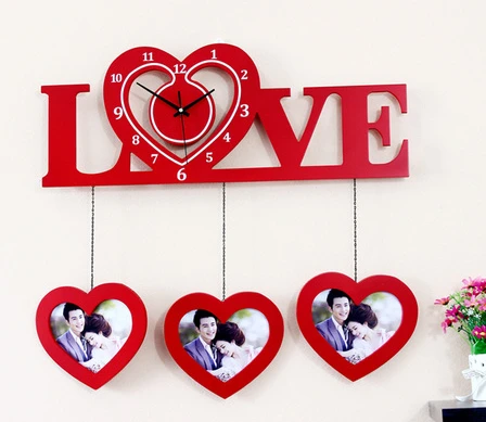 

022160 Free Shipping Love style unique gift wall clock,digital wall clock,photos frame wall decor decoration